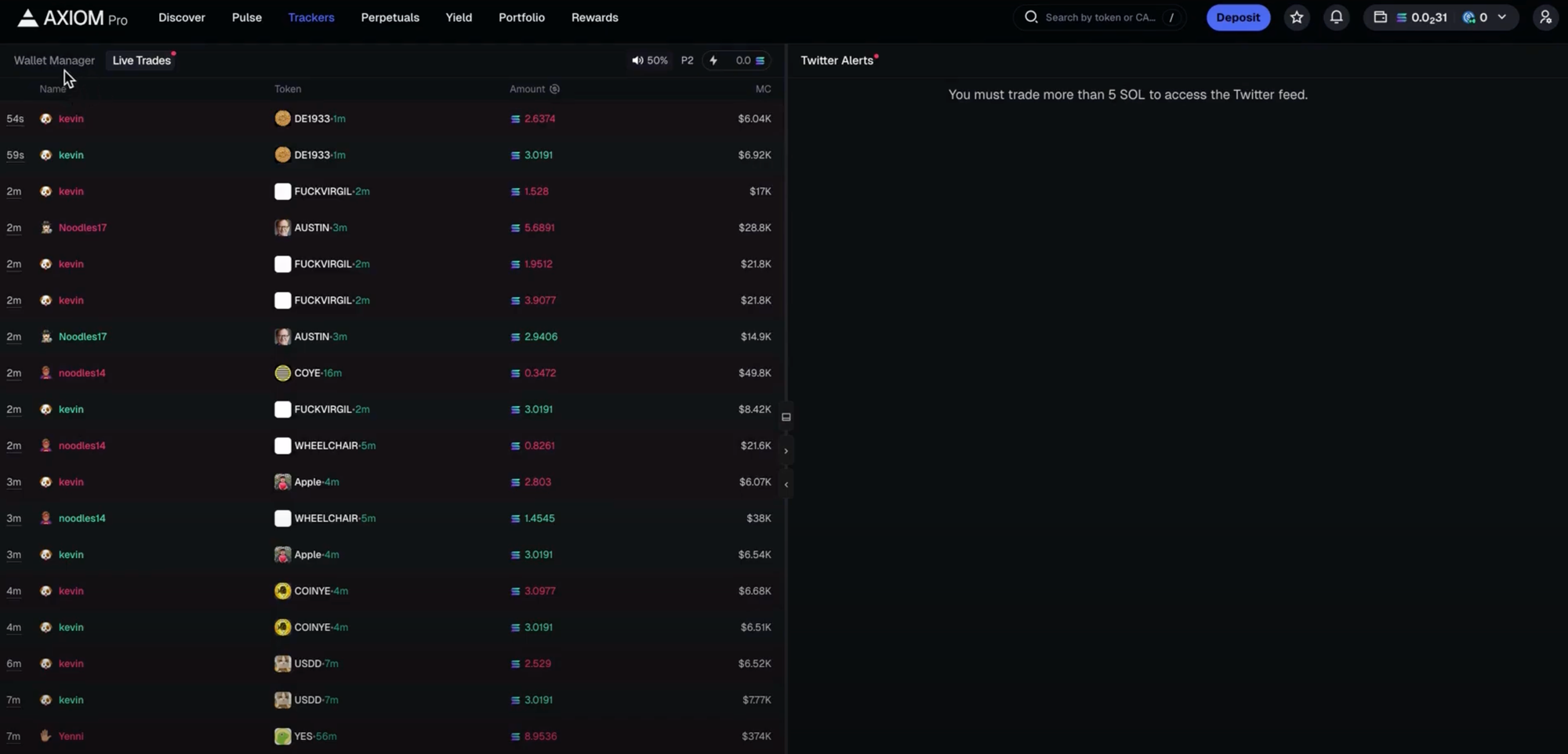 Axiom Trading interface