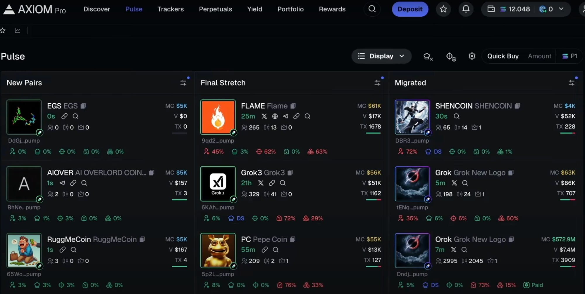 Axiom Trading dashboard